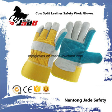 Double Palm Cowhide Split Industrial Safety Luva de trabalho em couro de mão